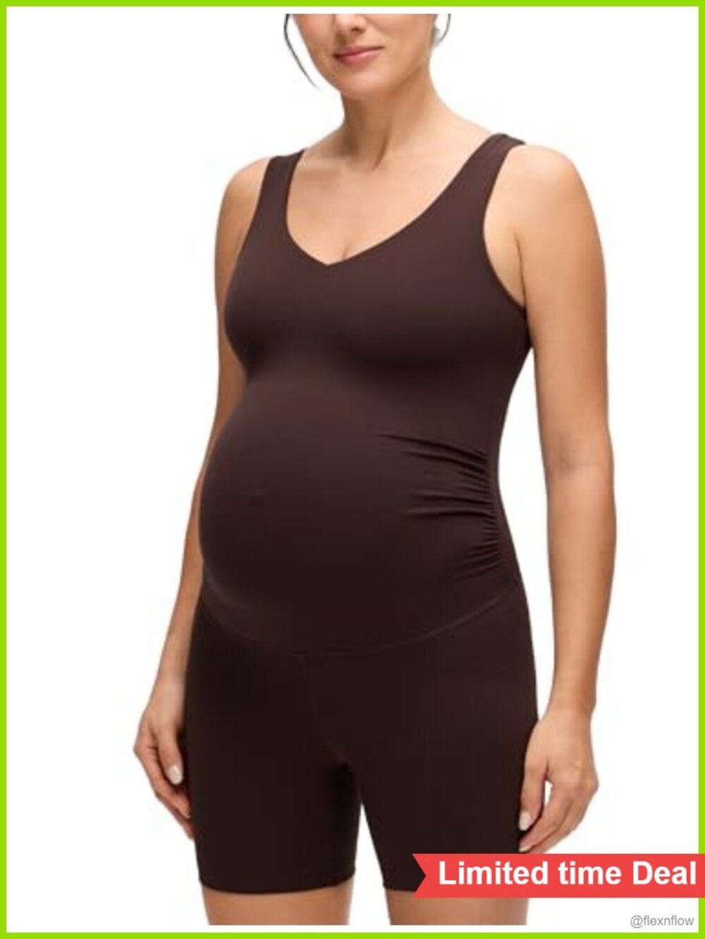 Maternity V Neck Romper Slim Fit Sleeveless Shorts One Piece